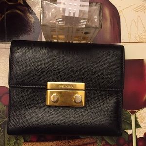 Authentic PRADA Saffiano Leather Tri-Fold Wallet